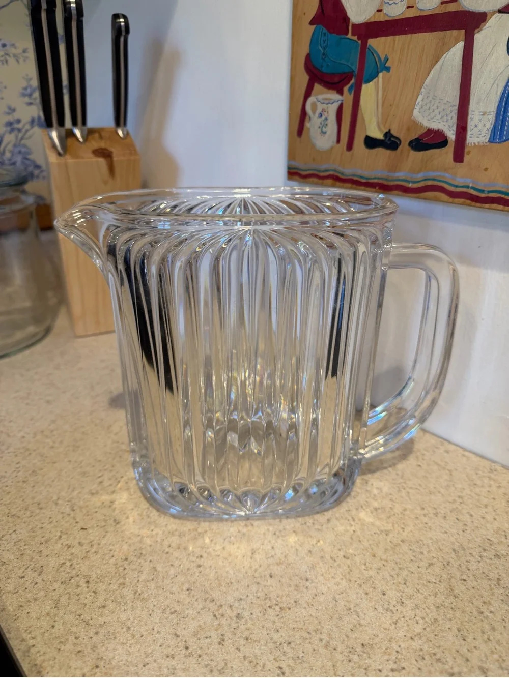 Villeroy & Boch Ribbed Crystal Quadra Art Deco Pitcher 32oz Rare